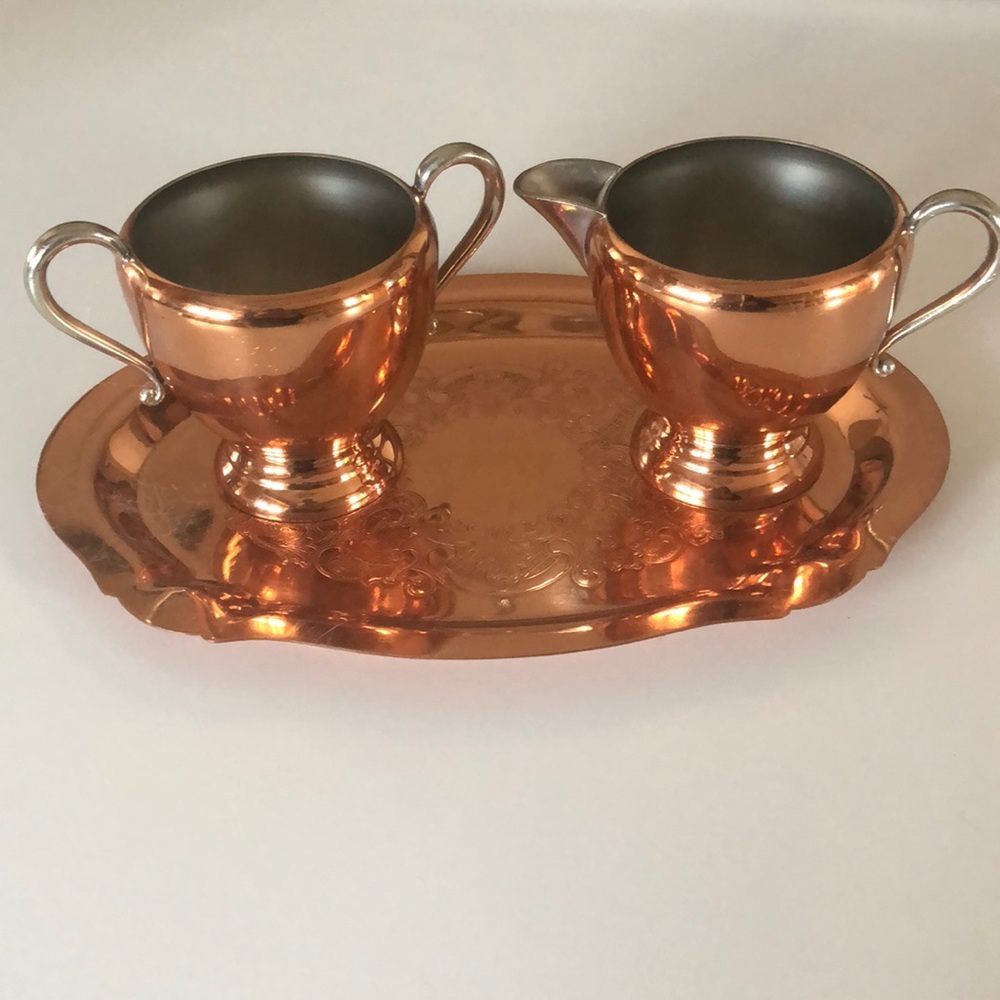 Copper sugar and creamer set